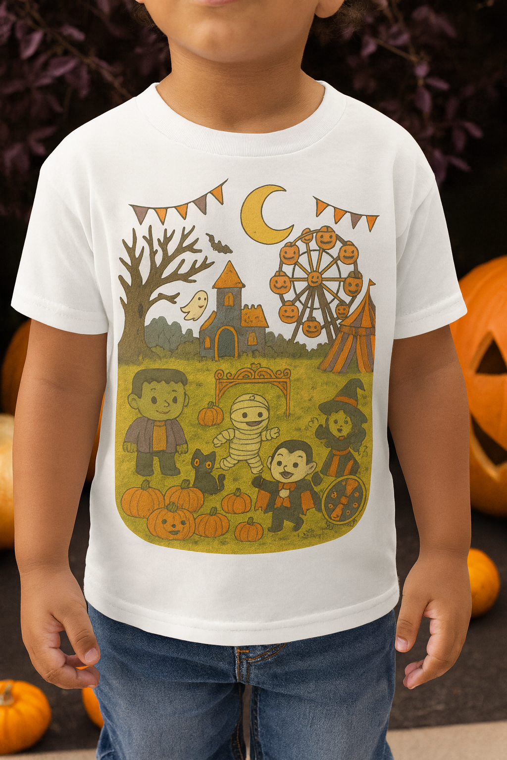 Halloween Kids Tee, Cute Autumn T-Shirt, Fall Festival Shirt, Trick or Treat Clothing, Kids Halloween Party Outfit