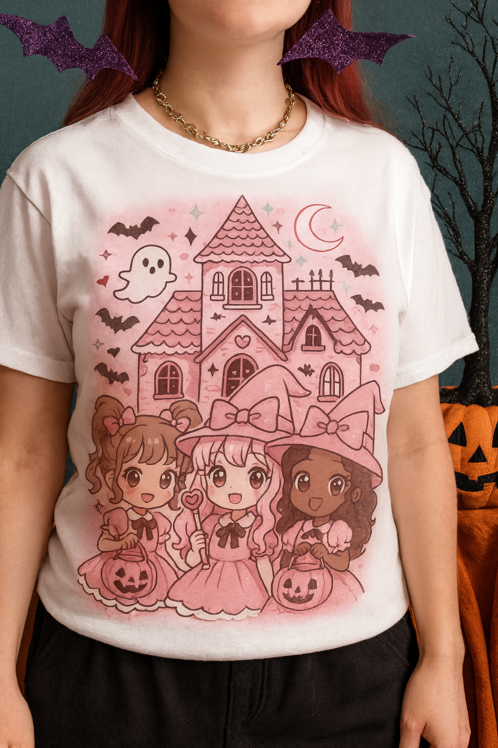 Anime Cartoon Cute Halloween Kids Tee | Girly Fun Shirt for Children
