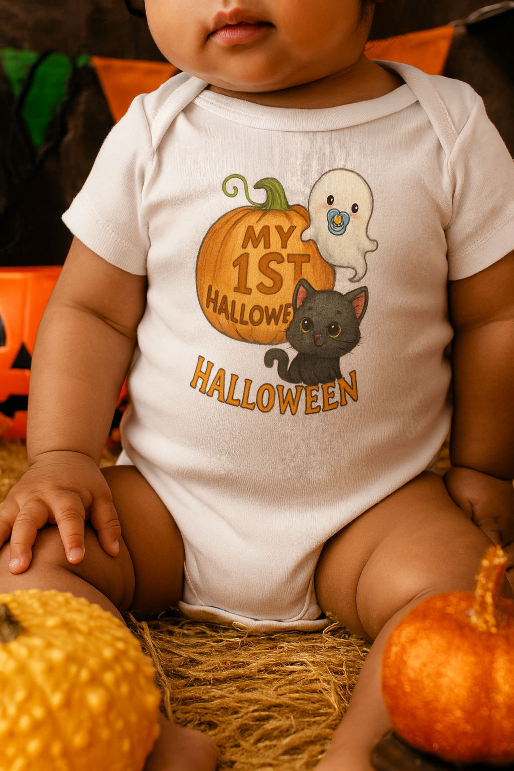 Baby Halloween Bodysuit, Cute Infant Outfit, 1st Halloween Costume, Ghost Pumpkin Design, Baby Shower Gift