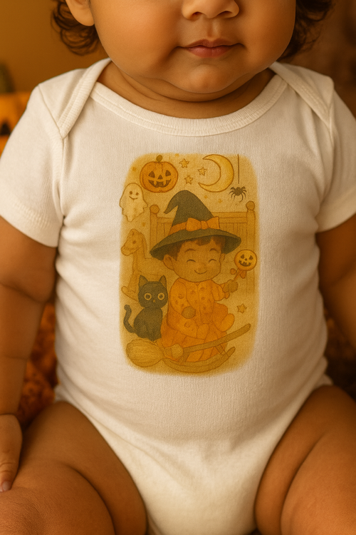 Adorable Halloween Infant Bodysuit, Cute Baby Outfit, Fall Baby Clothes, Witch Costume, Pumpkin Festivity Wear