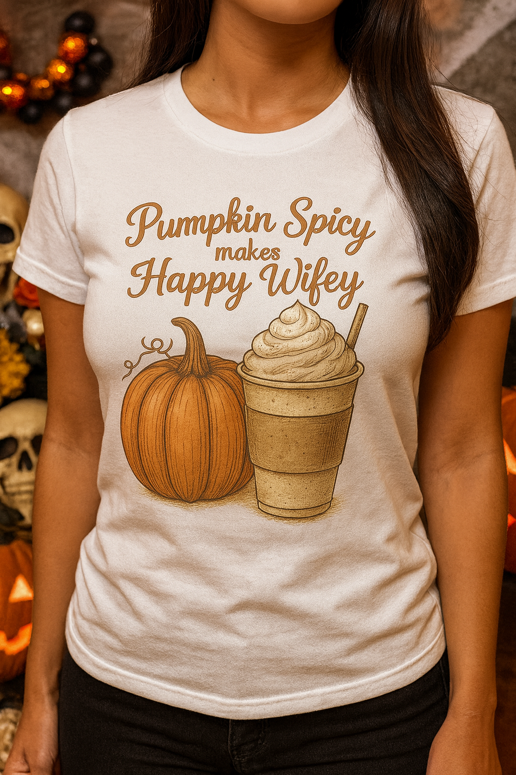 Autumn Vibes Unisex Tee | Pumpkin Spice Happy Wifey Shirt, Fall Fashion, Thanksgiving Gift, Coffee Lover's Tee