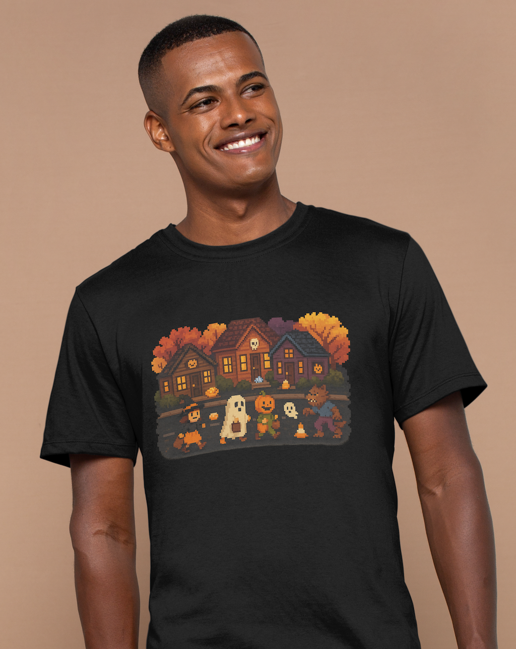 Halloween T-Shirt with Festive Design, Vintage Video Game, Halloween, Fall Tee for Adults