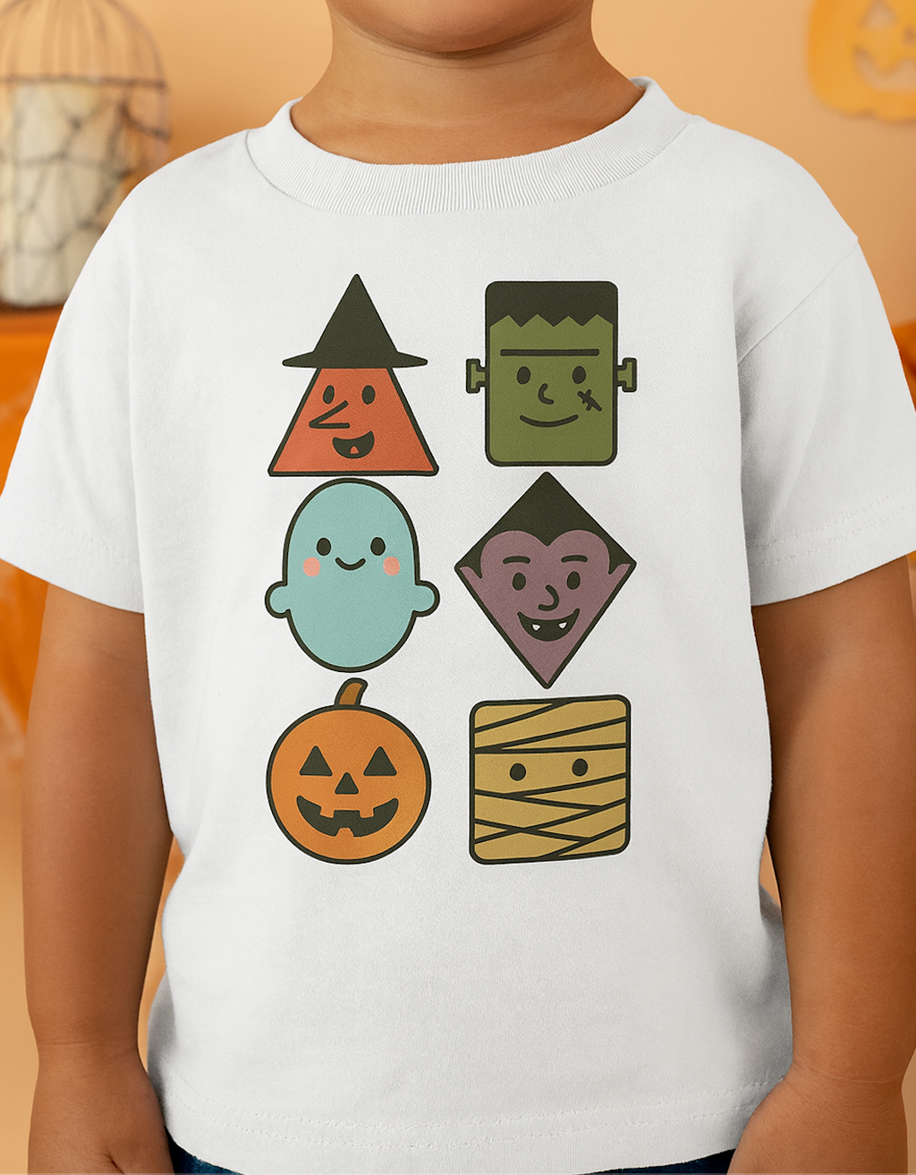 Halloween Character Cute Shapes Toddler Tee