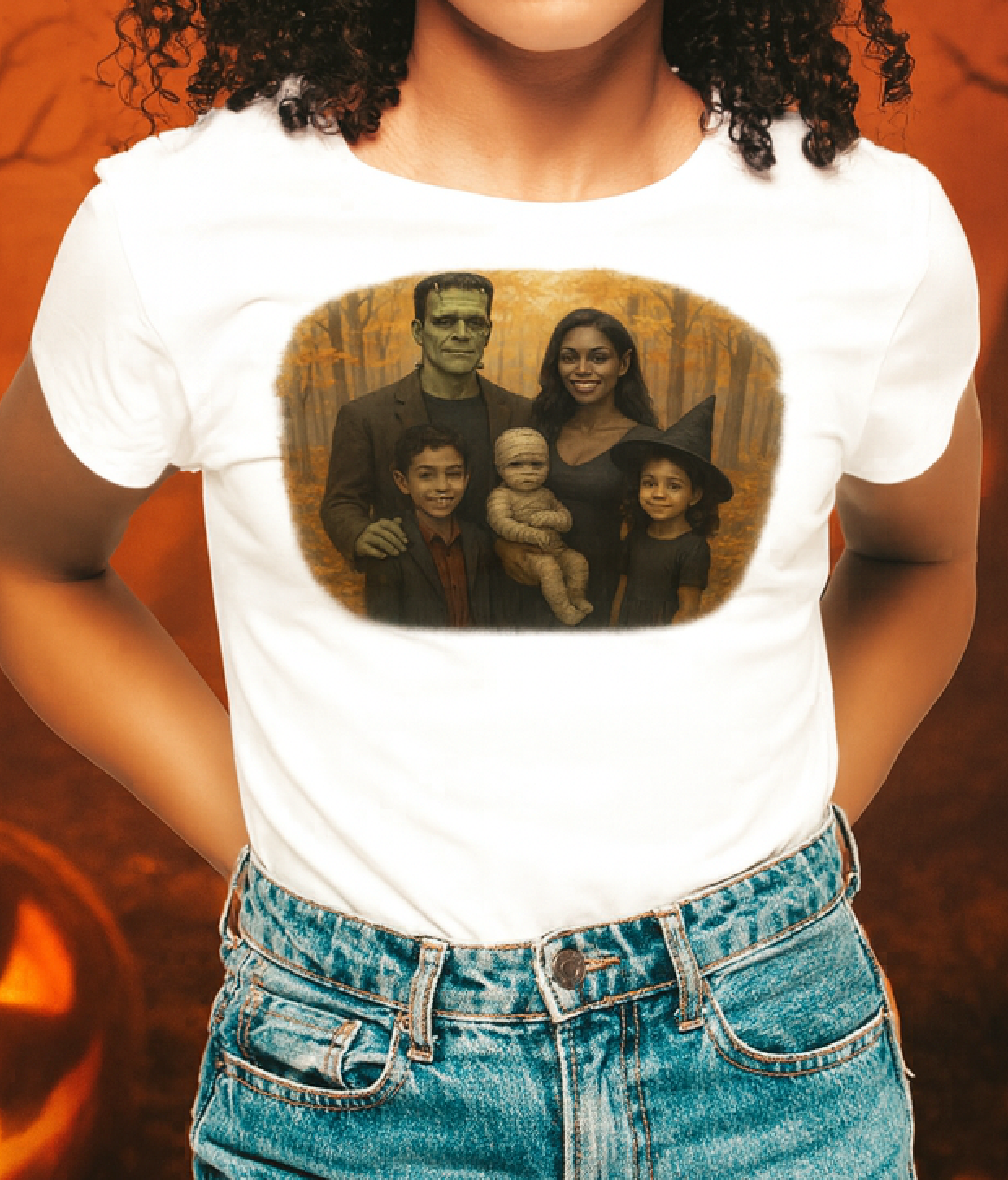 Halloween Character Family Portrait T-Shirt Spooky Vibes Photoshoot