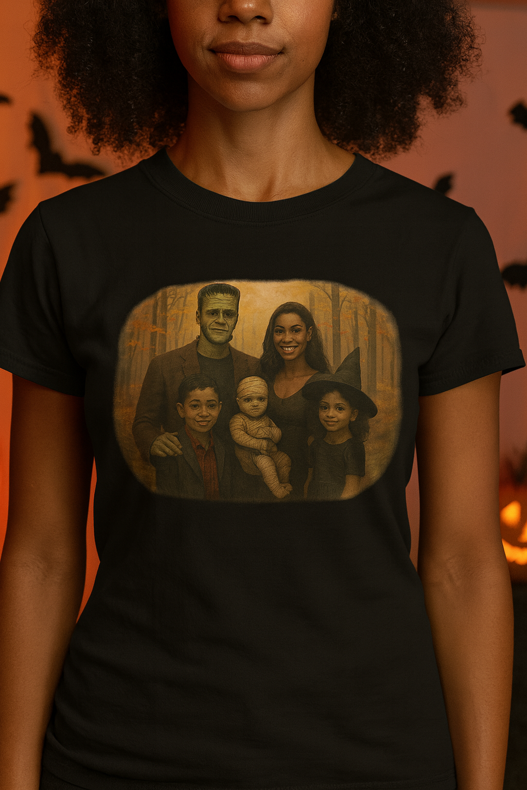 Halloween Character Family Portrait T-Shirt Spooky Vibes Photoshoot