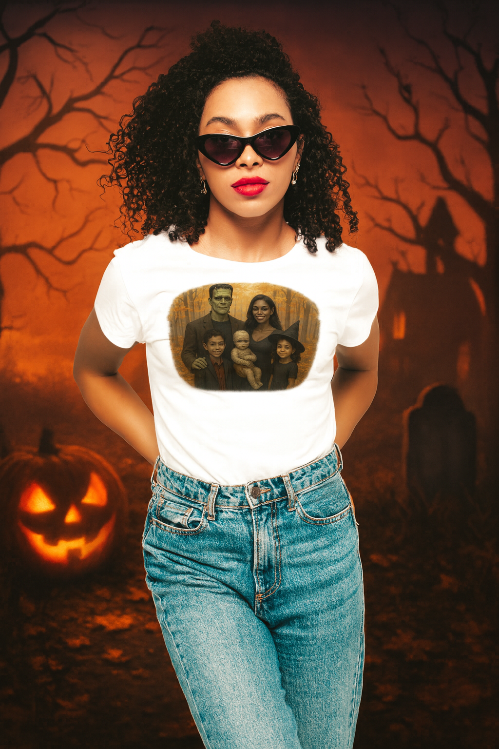 Halloween Character Family Portrait T-Shirt Spooky Vibes Photoshoot