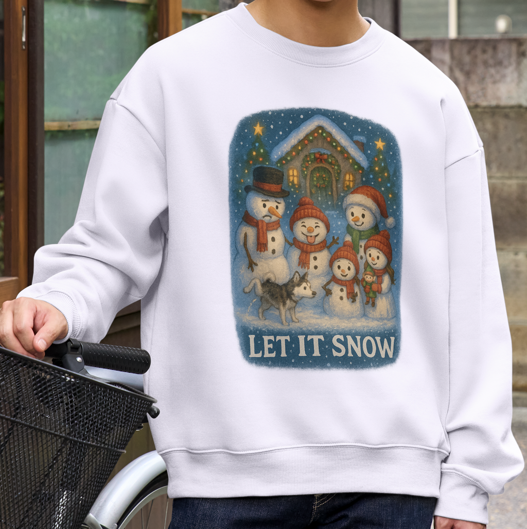 Silly Snowman family  "Let It Snow" Cozy Winter Sweatshirt