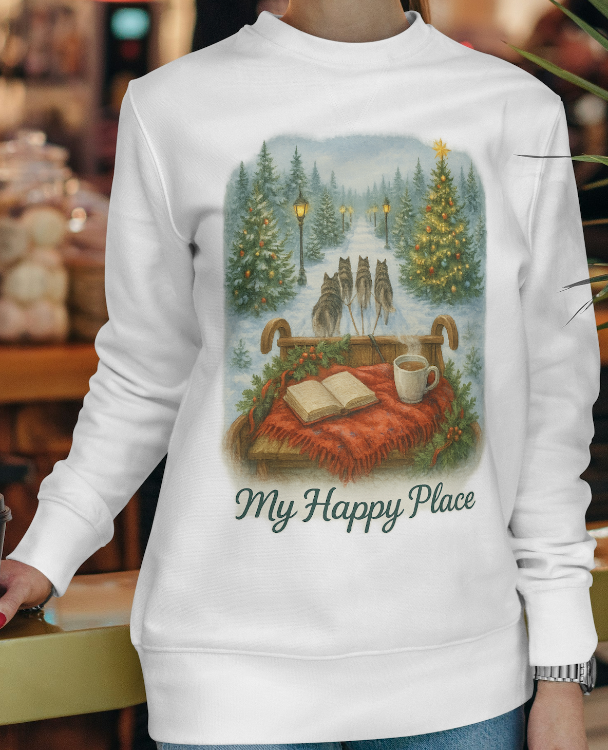 Christmas Tree Farm - 'My Happy Place' Sled Dog Sweatshirt