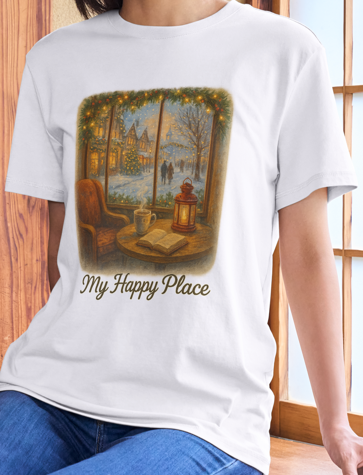 Christmas Coffee Shop - 'My Happy Place' Holiday Village T-Shirt