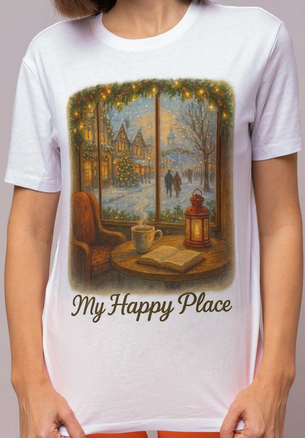 Christmas Coffee Shop - 'My Happy Place' Holiday Village T-Shirt