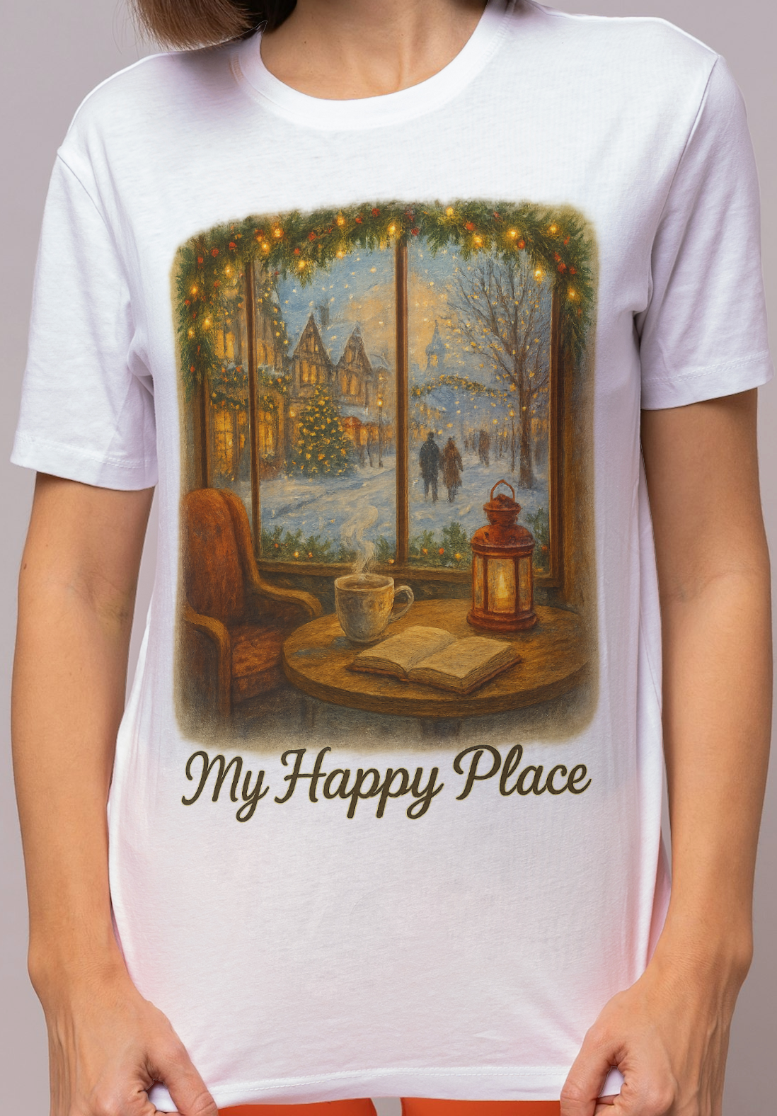 Christmas Coffee Shop - 'My Happy Place' Holiday Village T-Shirt