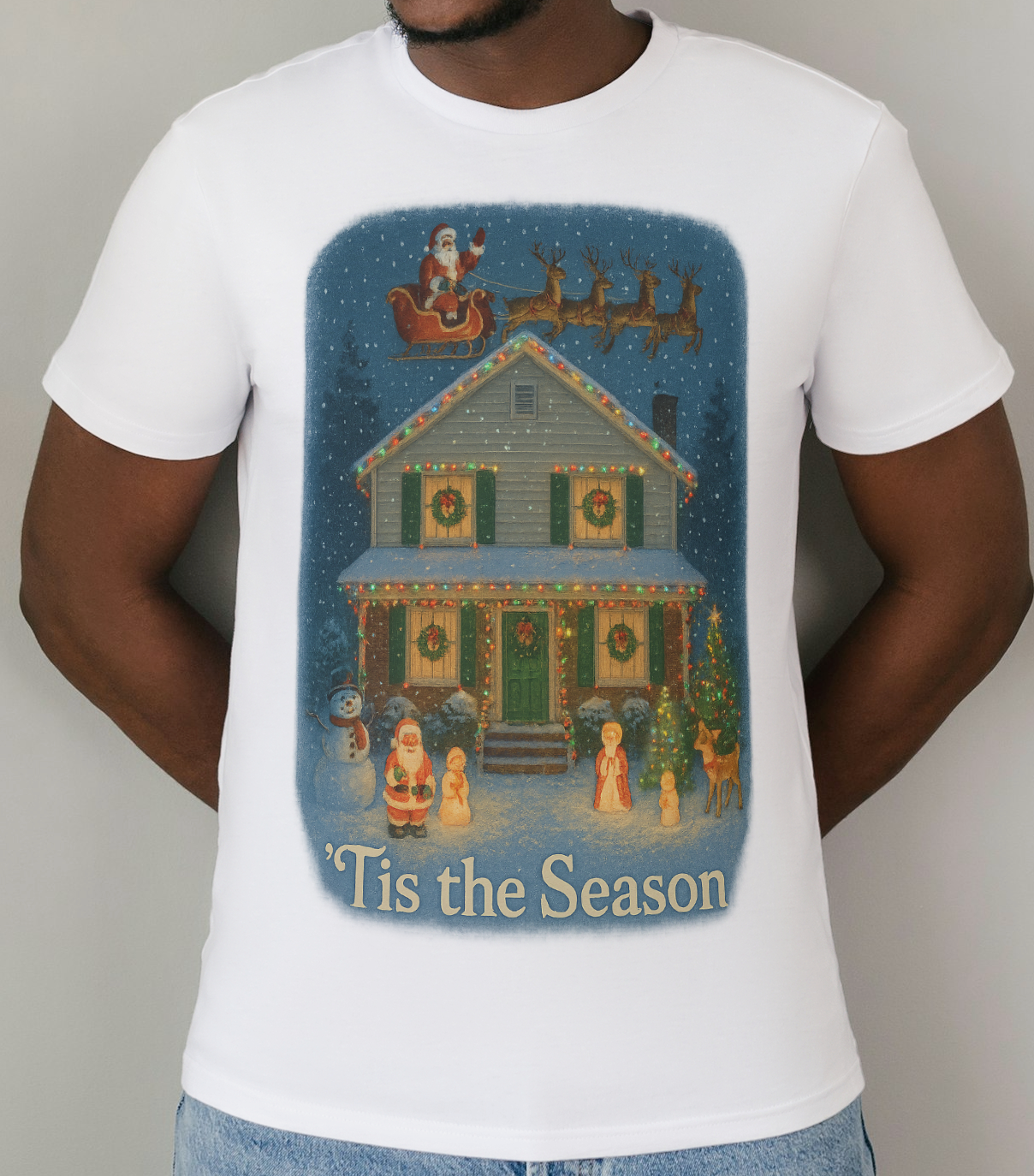 Vintage Nostalgic Festive Tis the Season Christmas decorations T-shirt