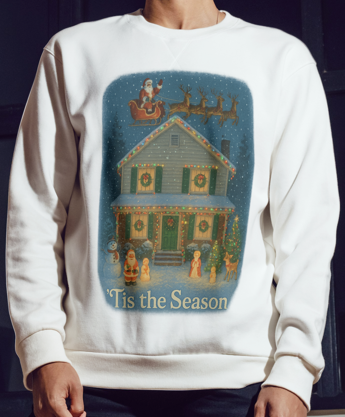 Vintage Nostalgic Festive Tis the Season Christmas decorations Crewneck Sweatshirt