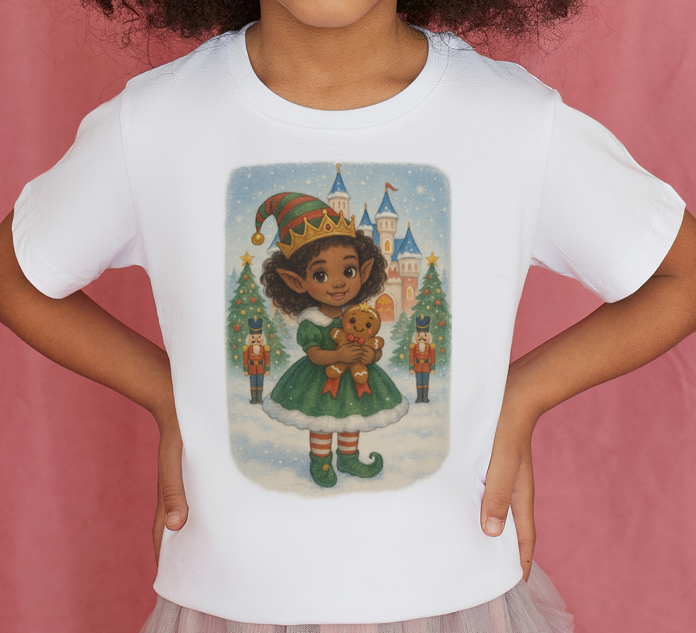 Whimsical Holiday Christmas Elf Princess Kids T-Shirt