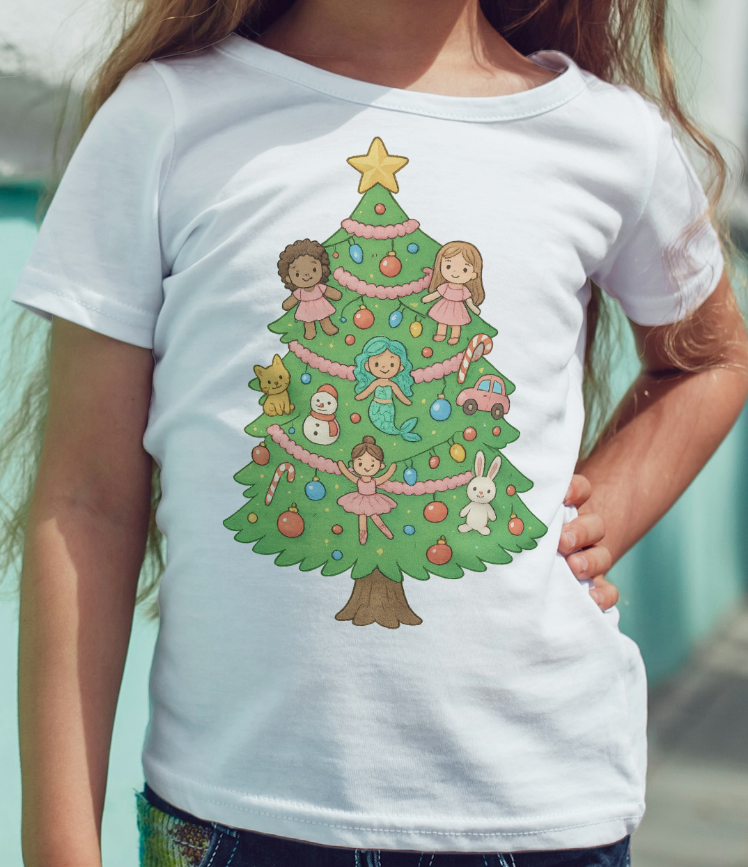 Christmas Tree Girls Toys Festive Holiday Kids T-Shirt