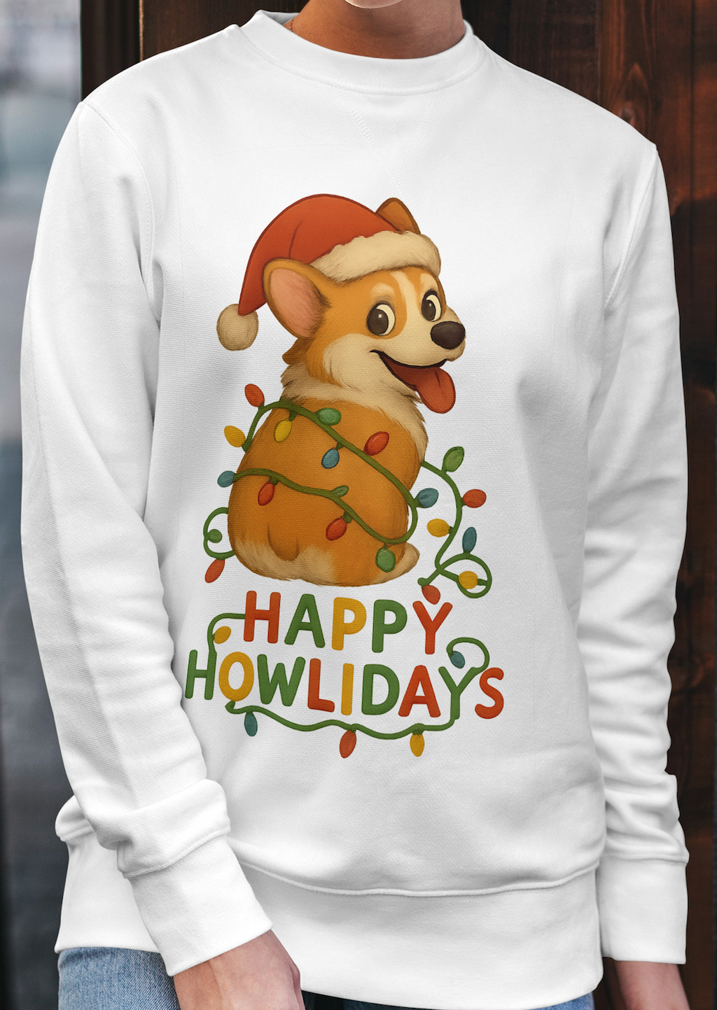 Happy Howlidaze Corgi Dog Christmas Crewneck Sweatshirt