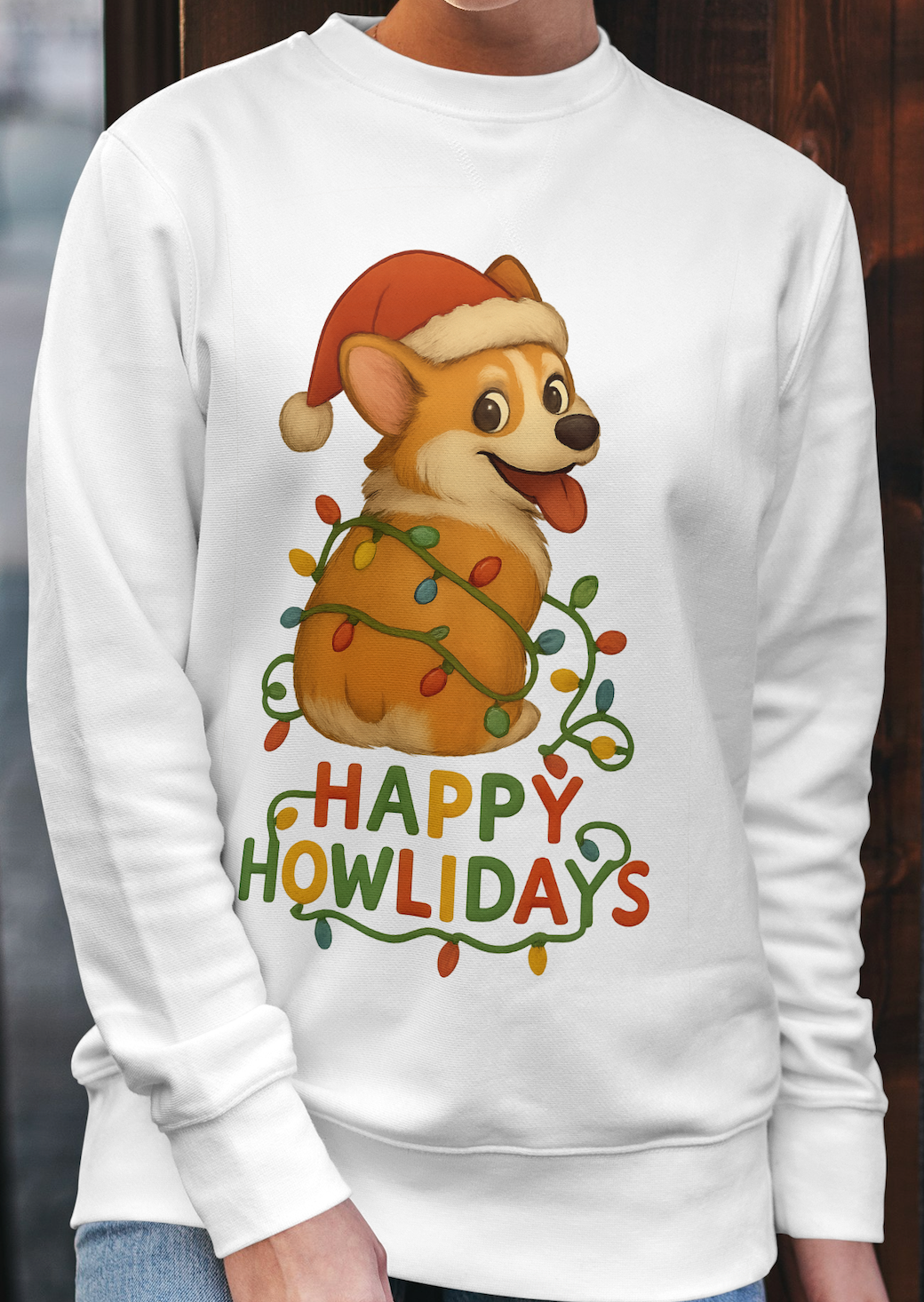 Happy Howlidaze Corgi Dog Christmas Crewneck Sweatshirt