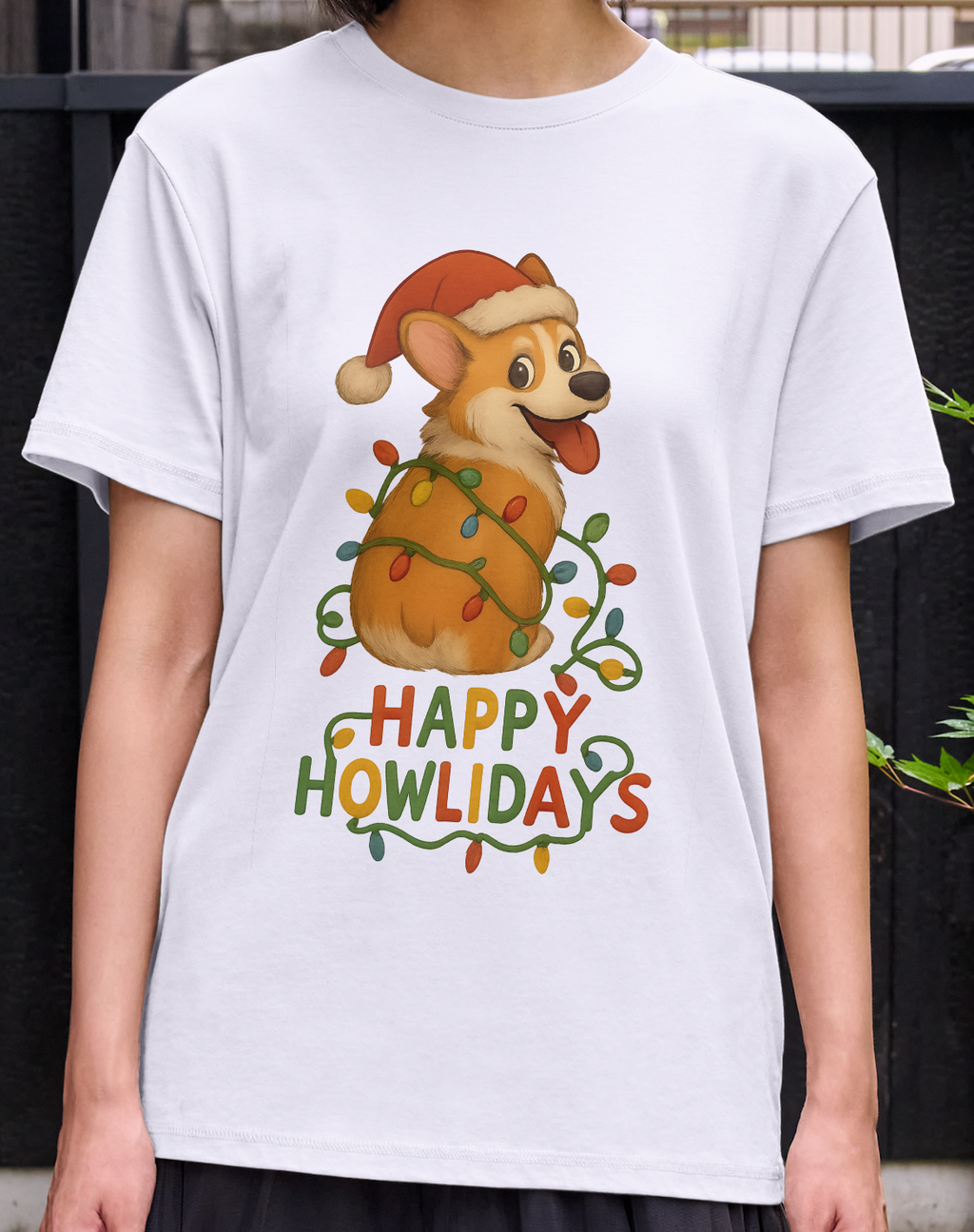 Happy Howlidays Corgi Christmas Holiday T Shirt