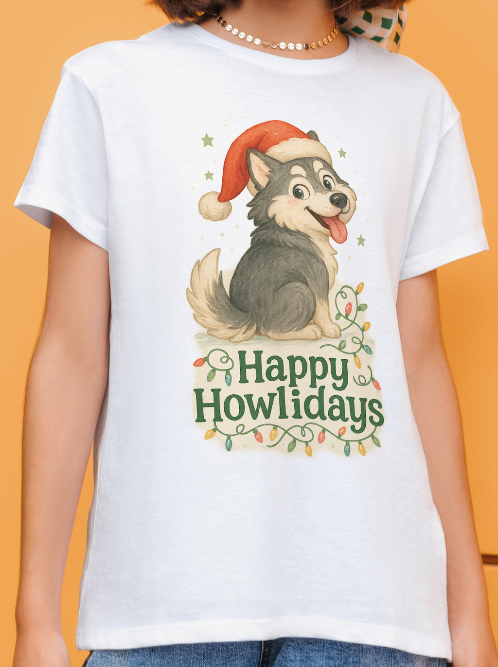 Happy Howlidays Husky Dog Christmas Holiday Kids T Shirt