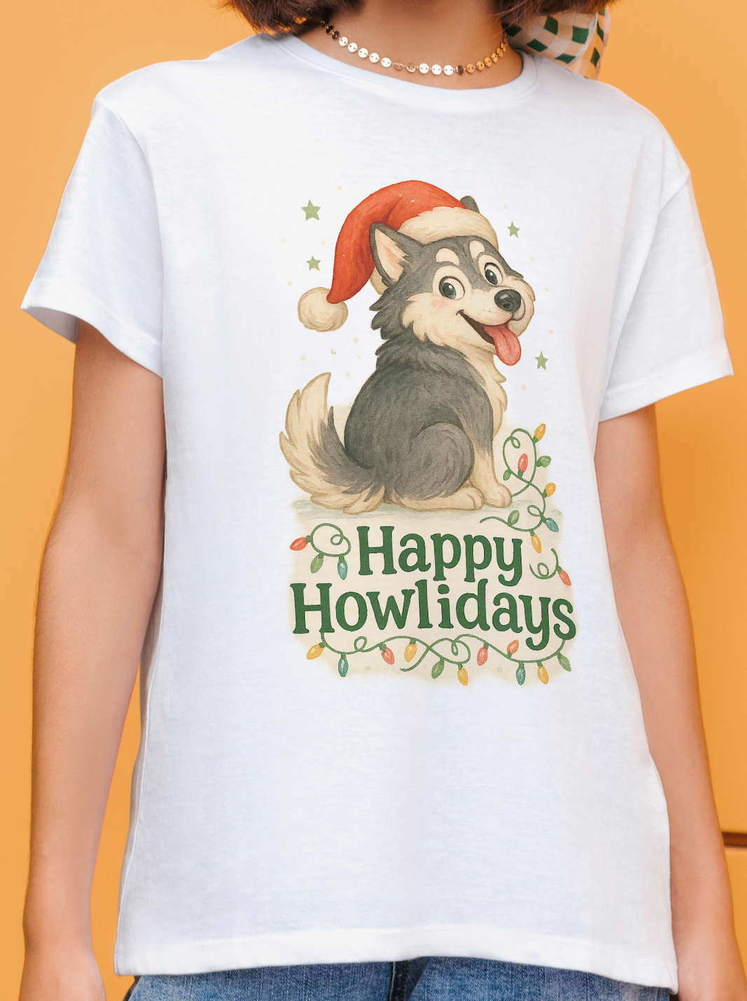 Happy Howlidays Husky Dog Christmas Holiday Kids T Shirt