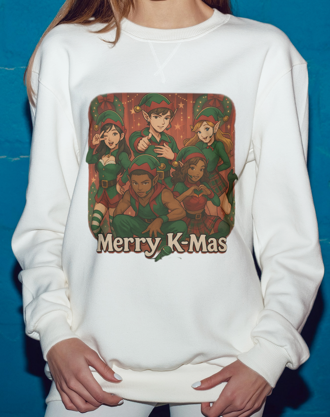 Christmas K-Pop Group Sweatshirt — "Merry K-Mas" Holiday Crewneck