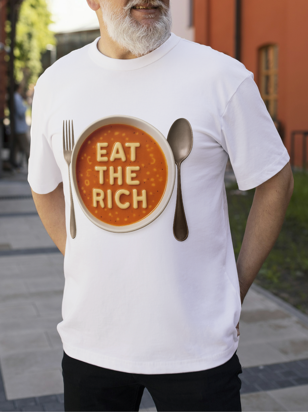 Eat The Rich T-Shirt – Soup Bowl Graphic Political Satire Tee
