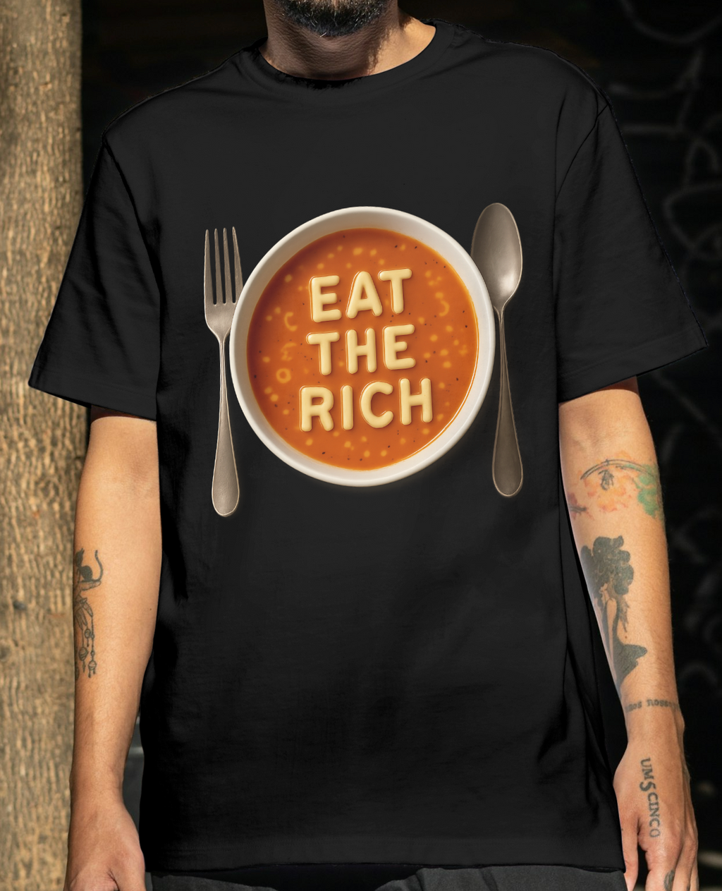 Eat The Rich T-Shirt – Soup Bowl Graphic Political Satire Tee