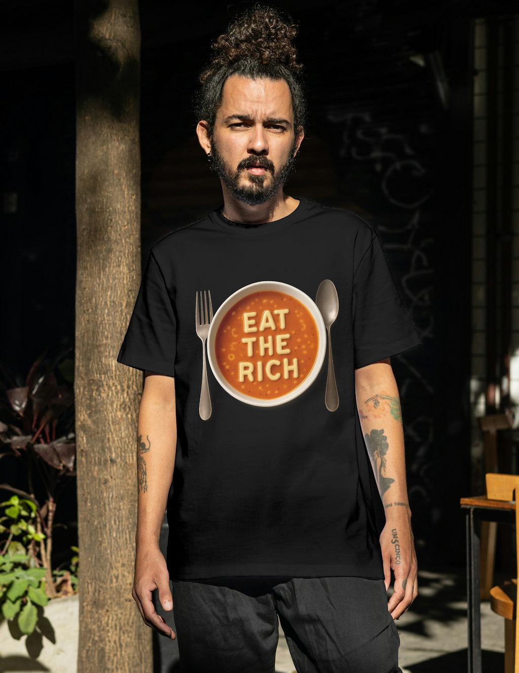 Eat The Rich T-Shirt – Soup Bowl Graphic Political Satire Tee