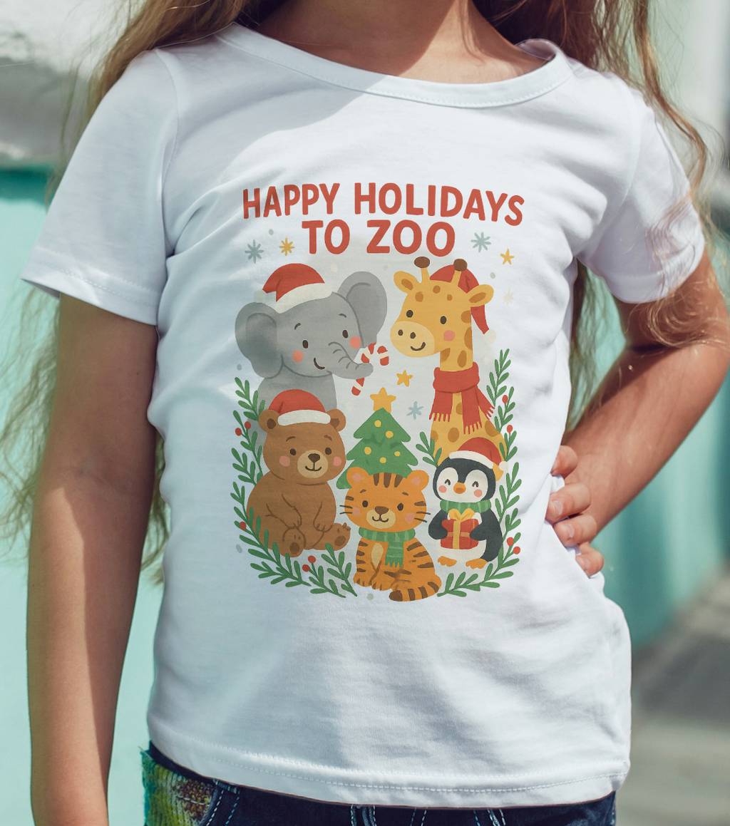 Happy Holidays to Zoo Toddler Christmas Animal T-Shirt