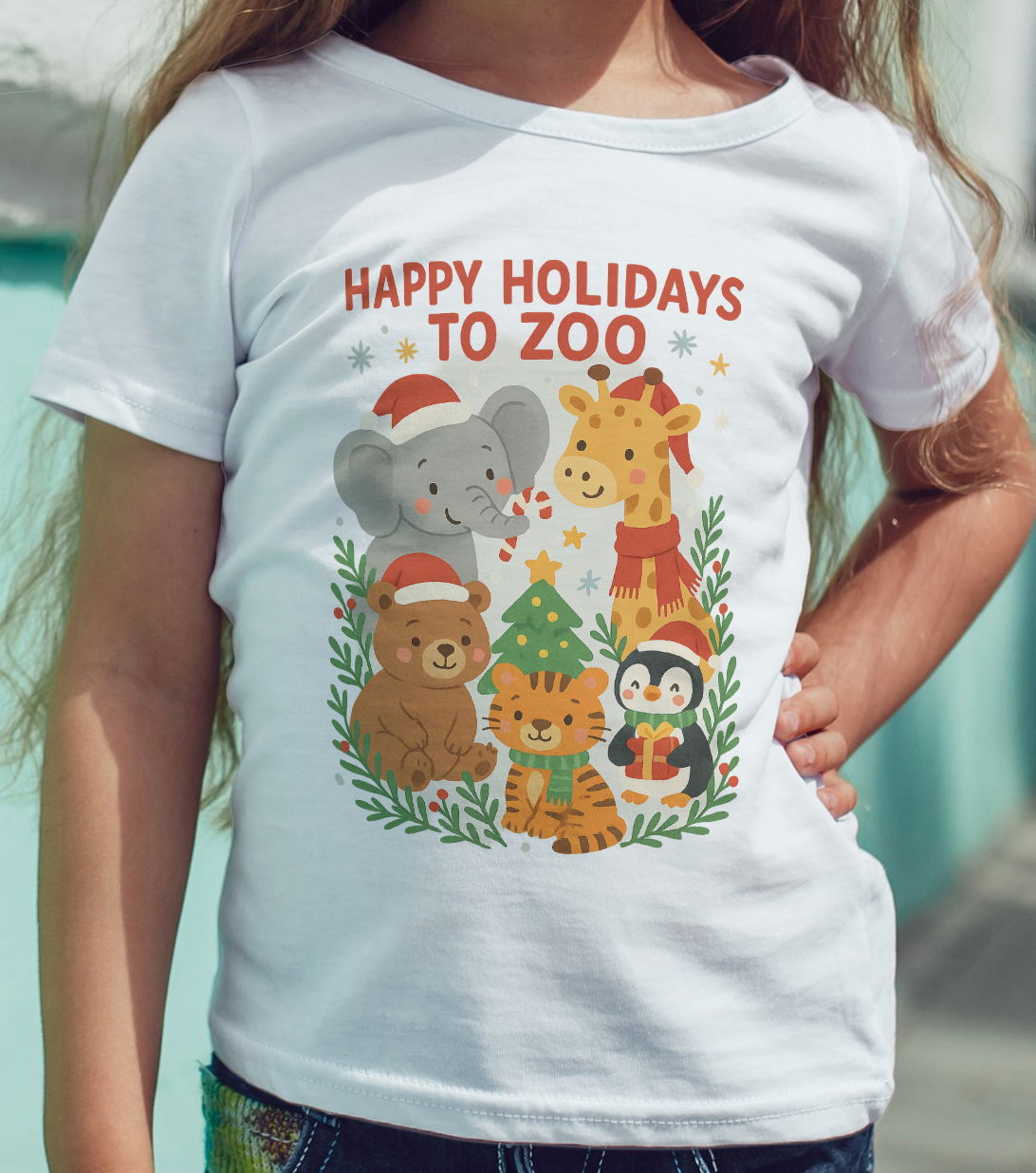 Happy Holidays to Zoo Toddler Christmas Animal T-Shirt
