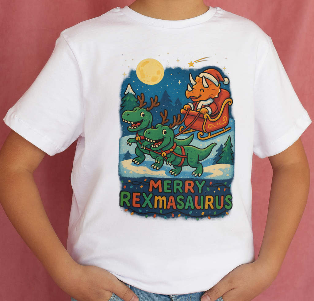 Merry Rexmasaurus Toddler T-Shirt Santa Dinosaur Reindeer Christmas Tee