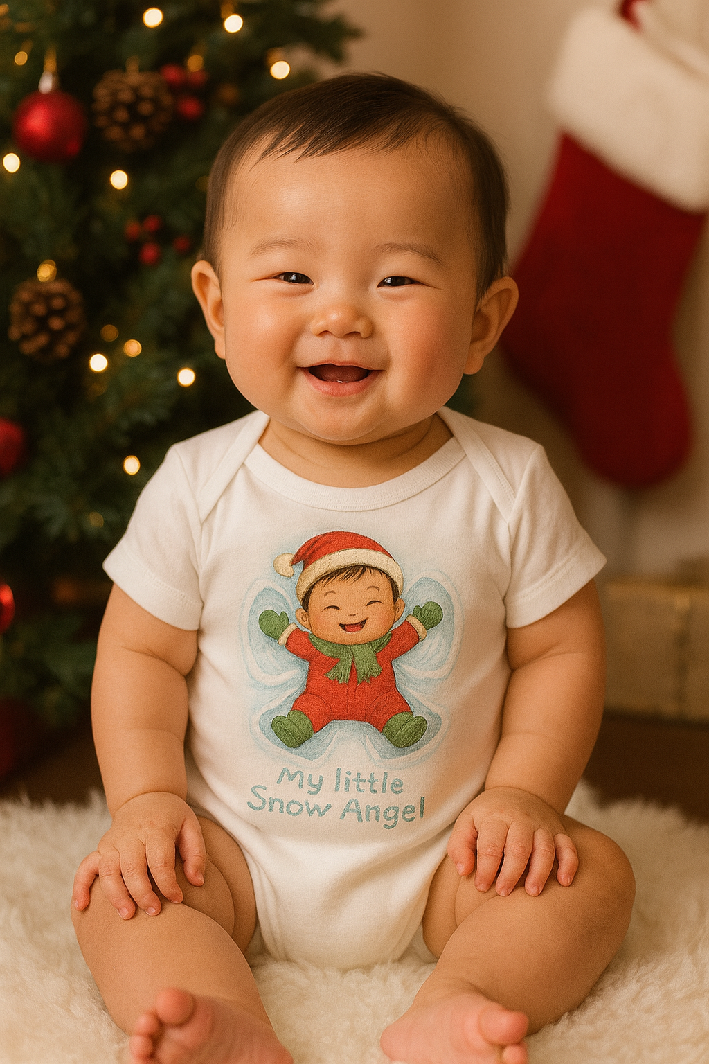 Infant Bodysuit "My Little Snow Angel" Christmas Baby Onesie