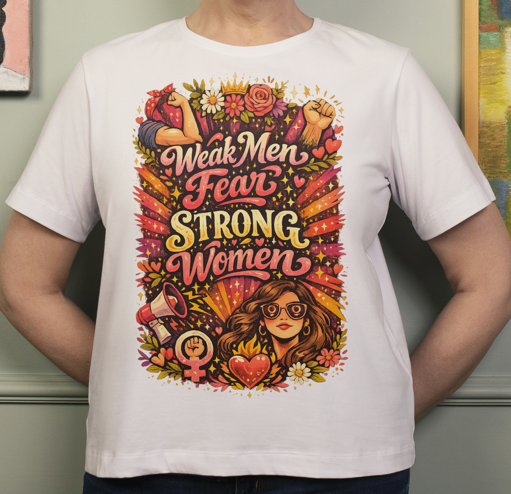 "Weak Men Fear Strong Women" Feminist Women's March Protest T-Shirt