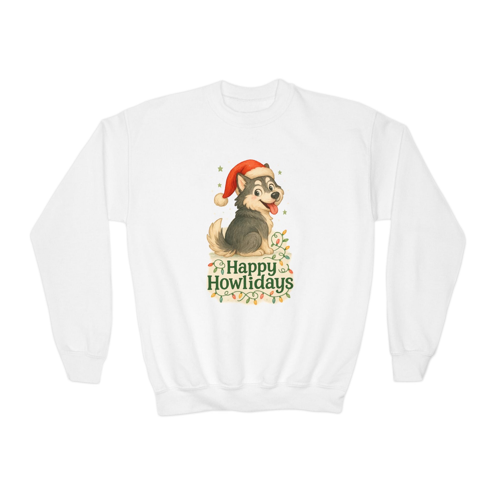 Happy Howlidays Husky Dog Christmas Holiday Kids Sweatshirt