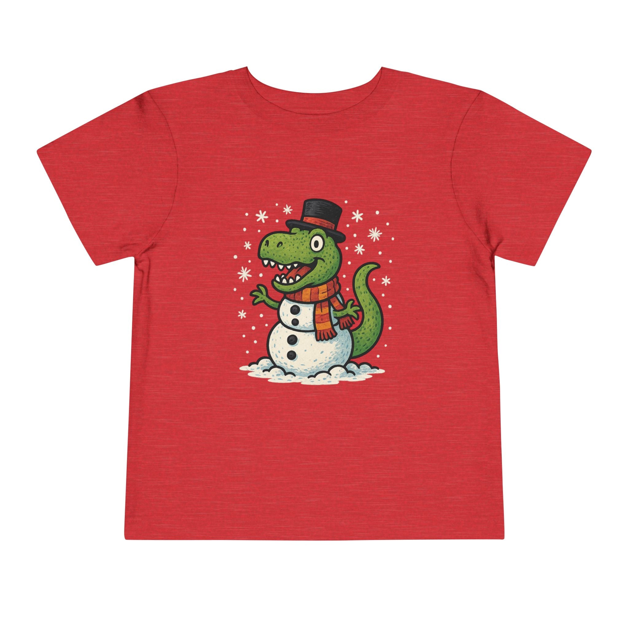 Toddler T-Shirt  T-Rex Dinosaur Snowman Holiday Tee