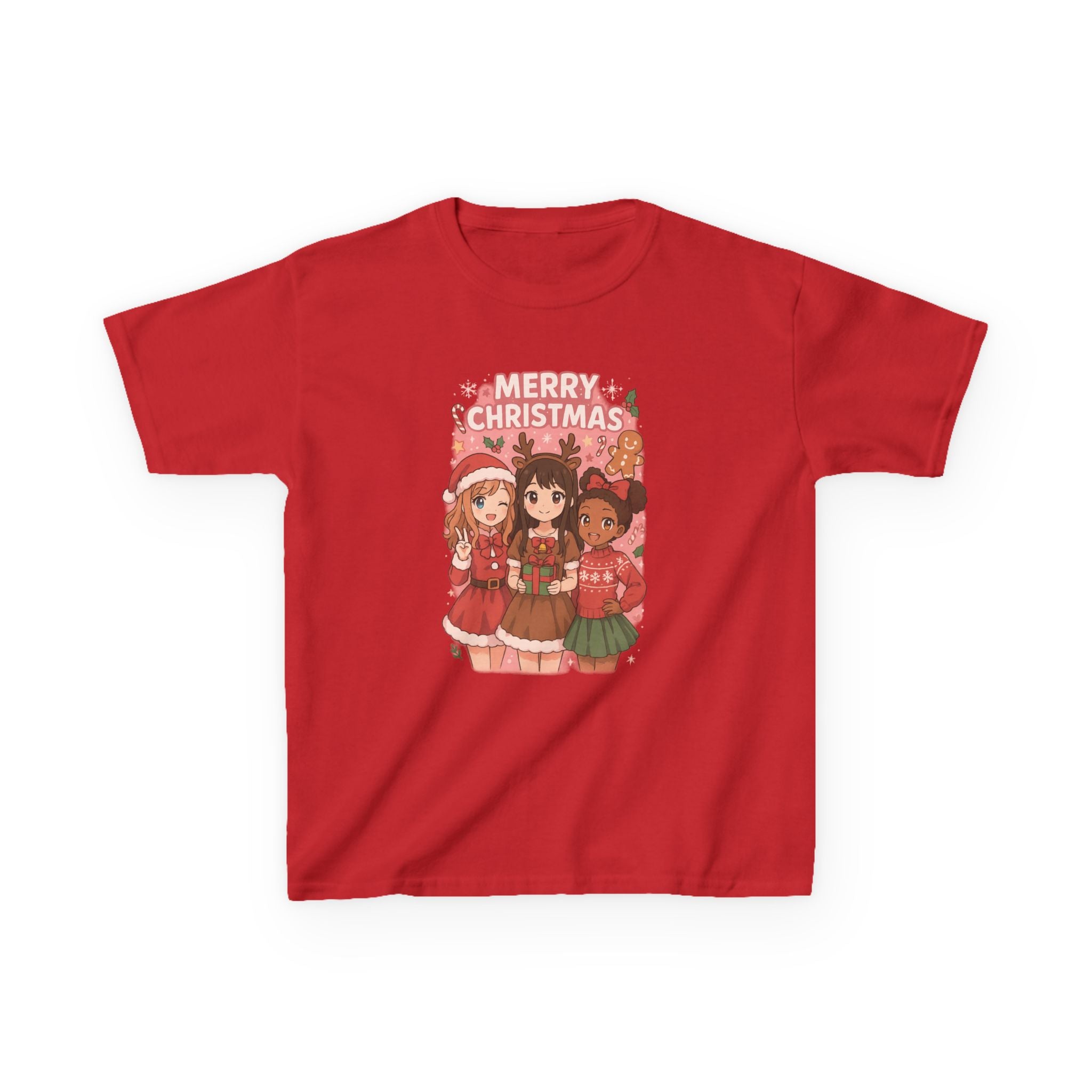 Anime Cartoon Girls "Merry Christmas" Holiday T-Shirt