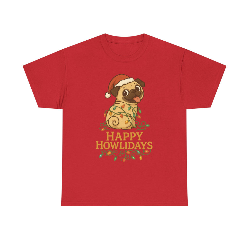 Festive Pug Dog Christmas Holiday Tee