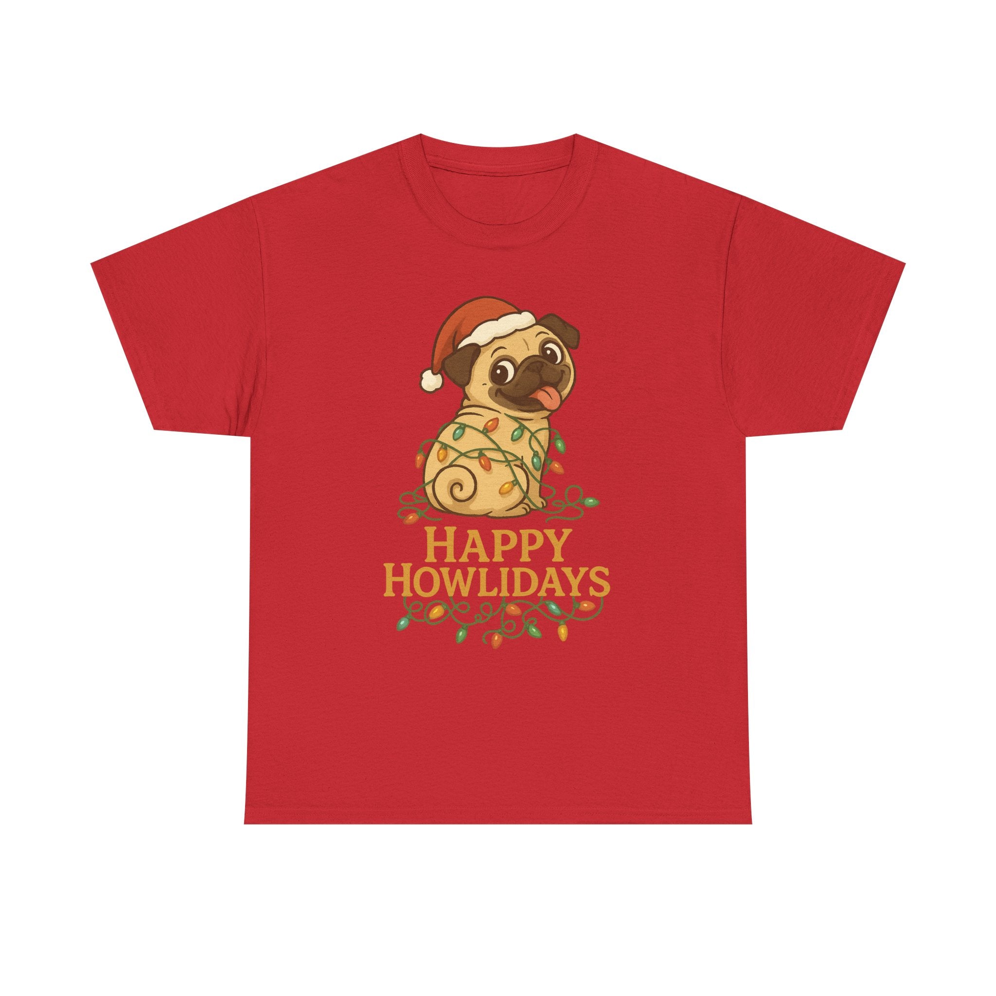 Festive Pug Dog Christmas Holiday Tee