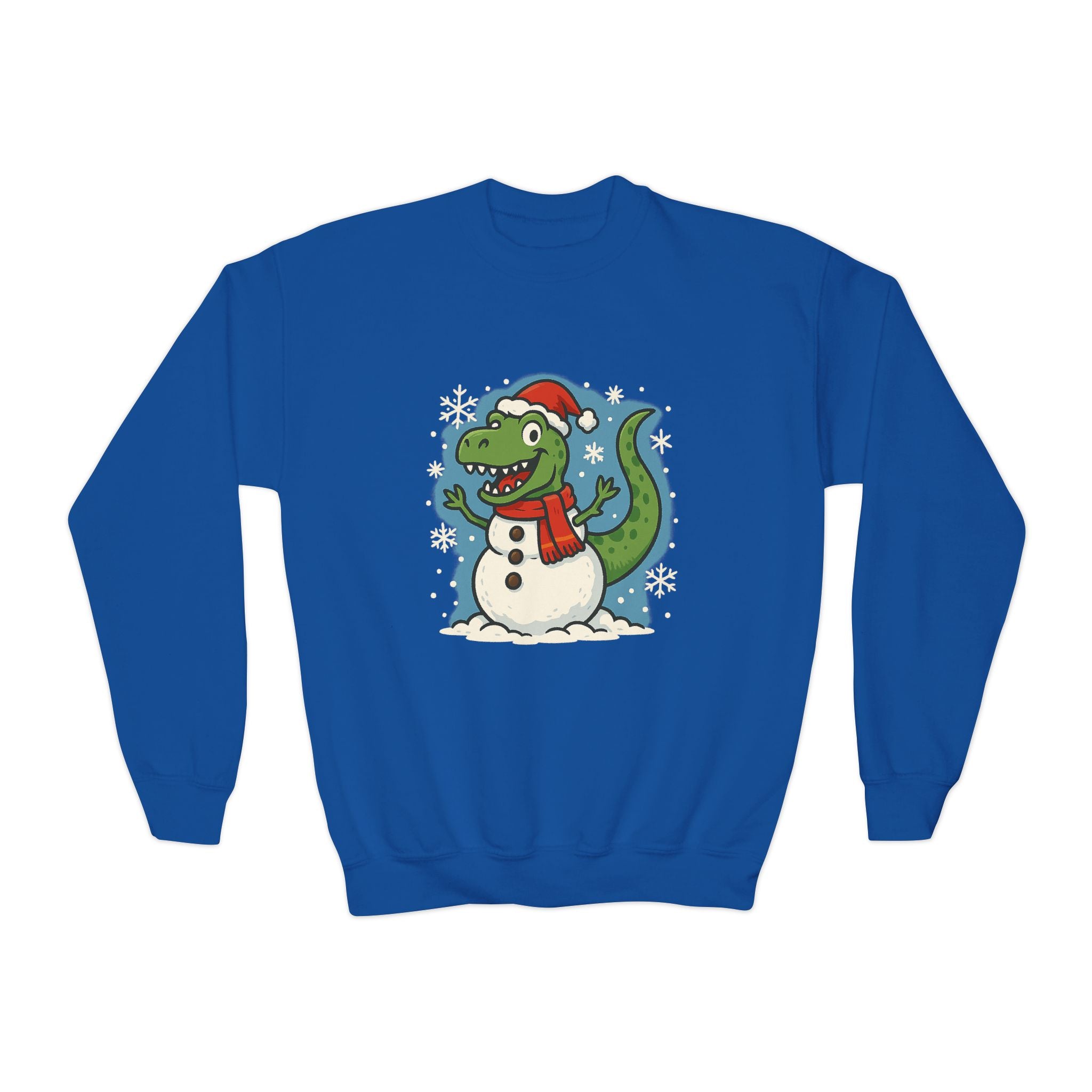 Festive Dinosaur Snowman Christmas Holiday Kids Sweatshirt