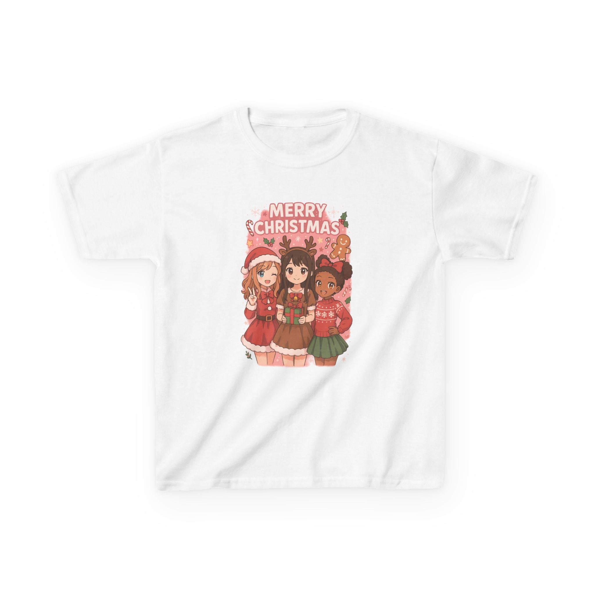 Anime Cartoon Girls "Merry Christmas" Holiday T-Shirt