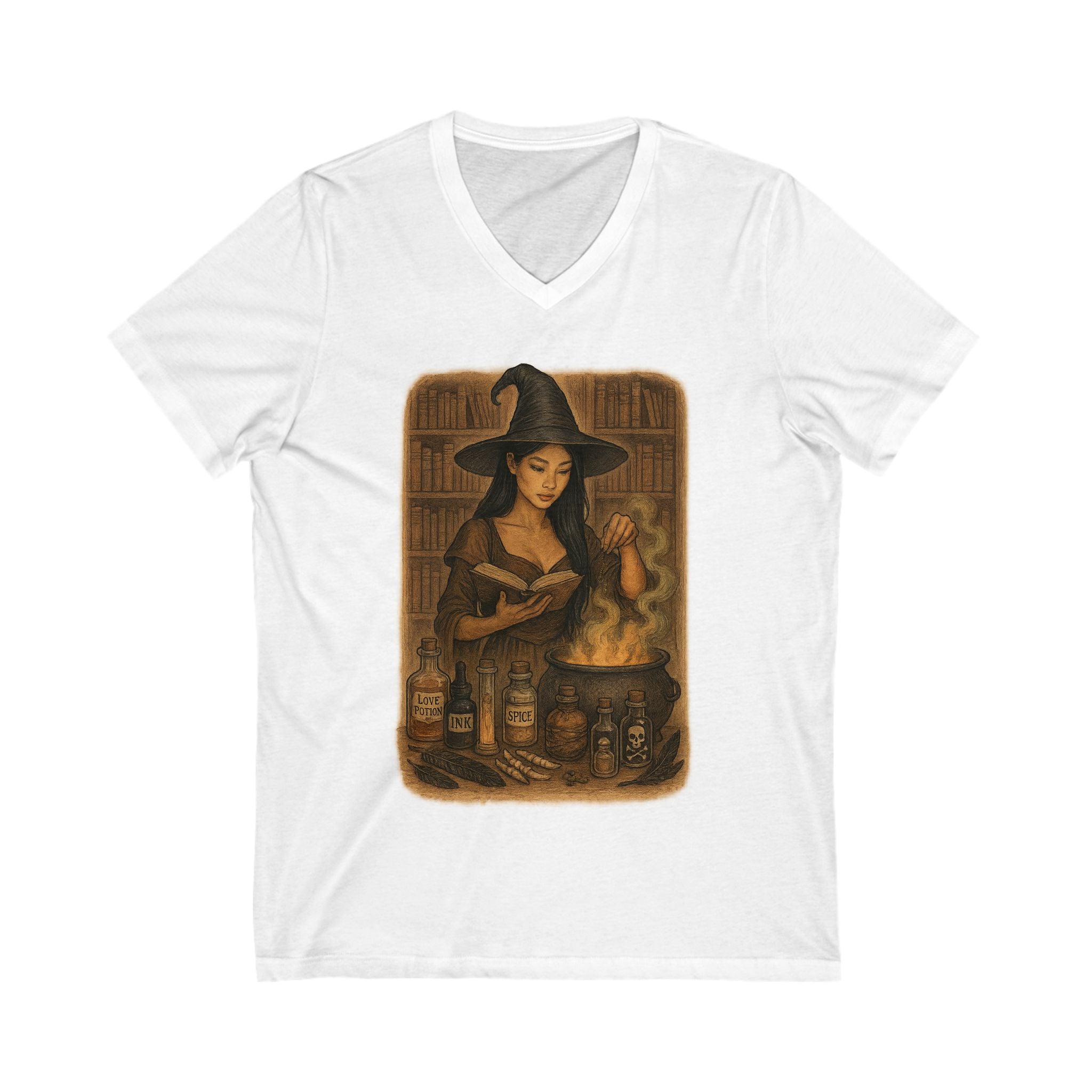 Witchy V-Neck Tee, Magical Shirt, Dark Romance Book, Halloween Outfit, Gift for Witches, Spellbinding Fashion