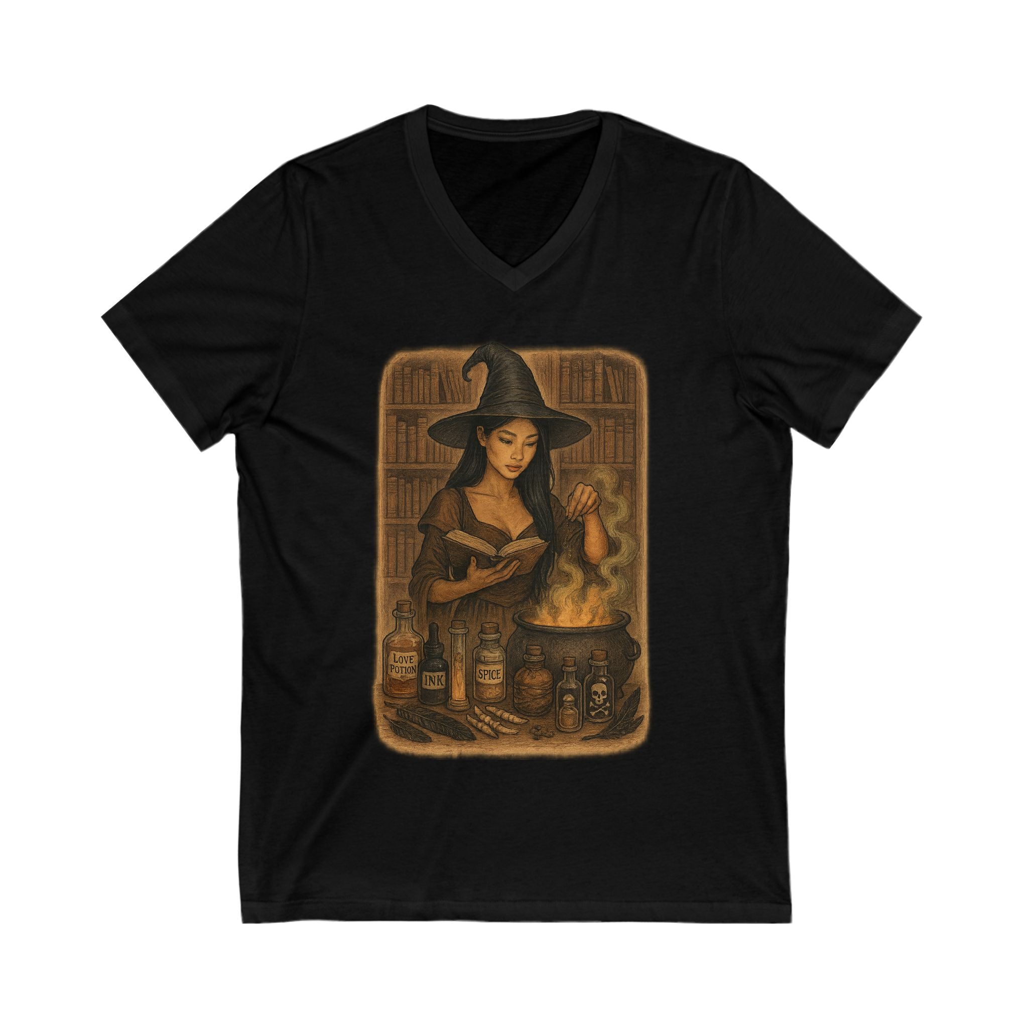 Witchy V-Neck Tee, Magical Shirt, Dark Romance Book, Halloween Outfit, Gift for Witches, Spellbinding Fashion