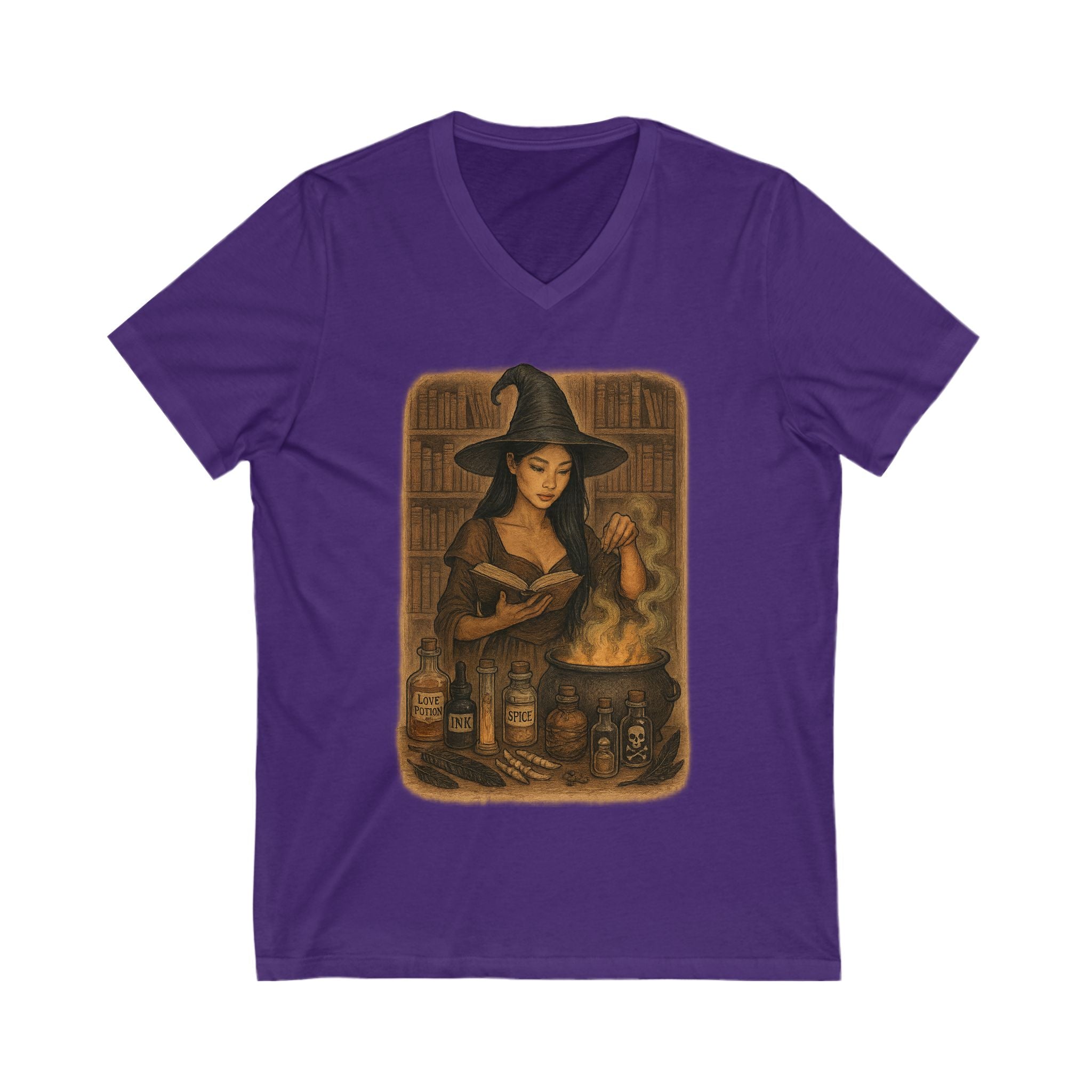 Witchy V-Neck Tee, Magical Shirt, Dark Romance Book, Halloween Outfit, Gift for Witches, Spellbinding Fashion