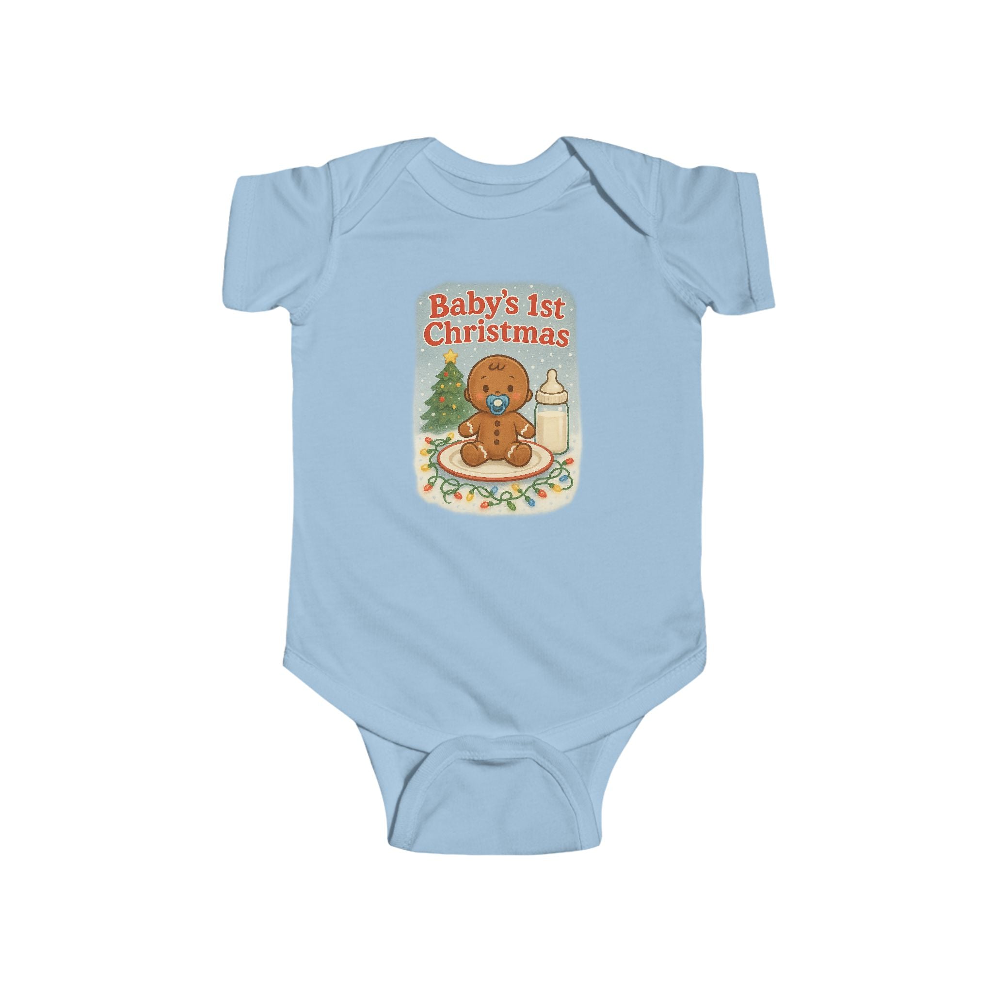 Baby's 1st Christmas Bodysuit - Cute Gingerbread & Milk Holiday Infant Onesie