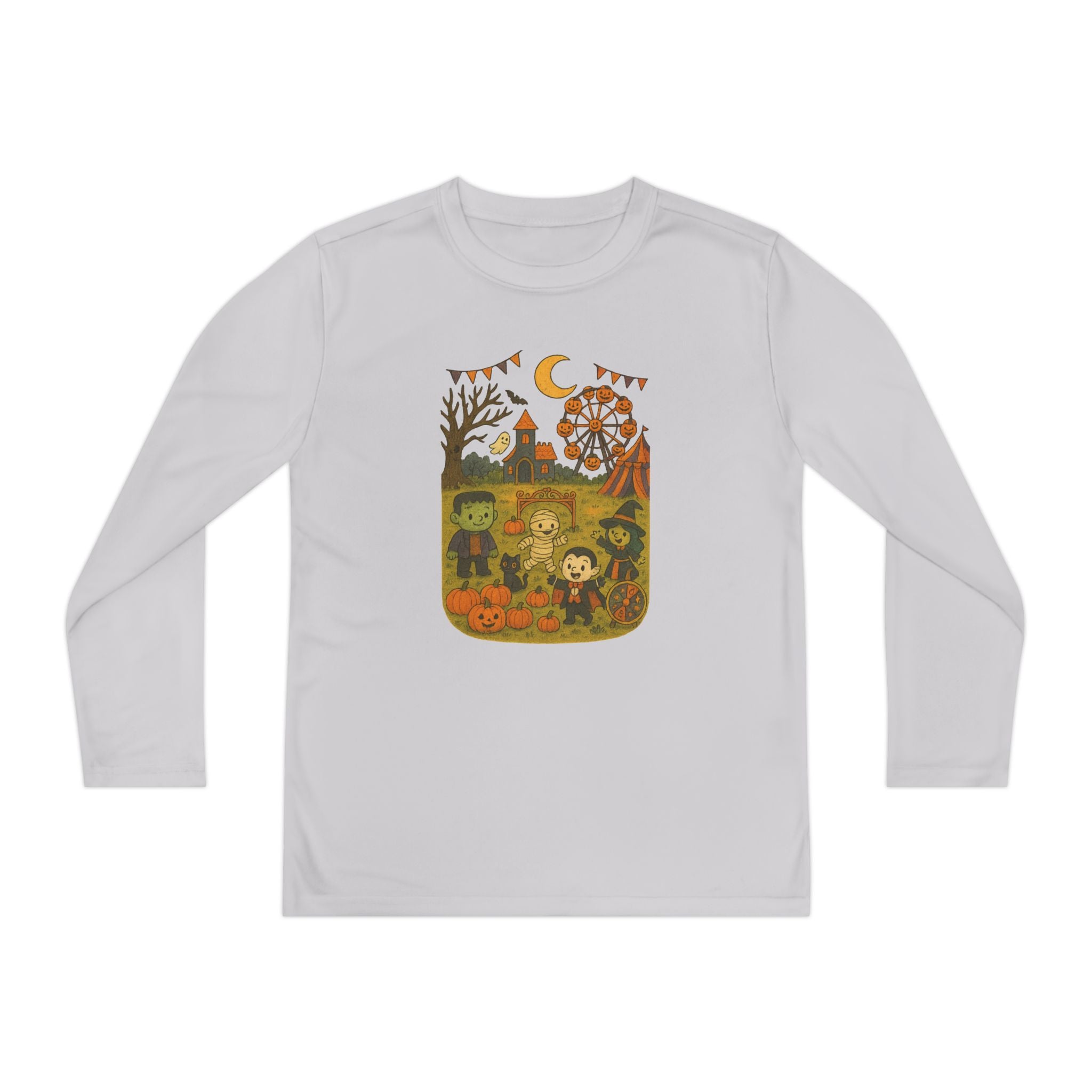 Spooky Halloween Youth Long Sleeve Tee, Fall T-Shirt, Trick-or-Treat Shirt, Kids Costume Top, Halloween Party Wear