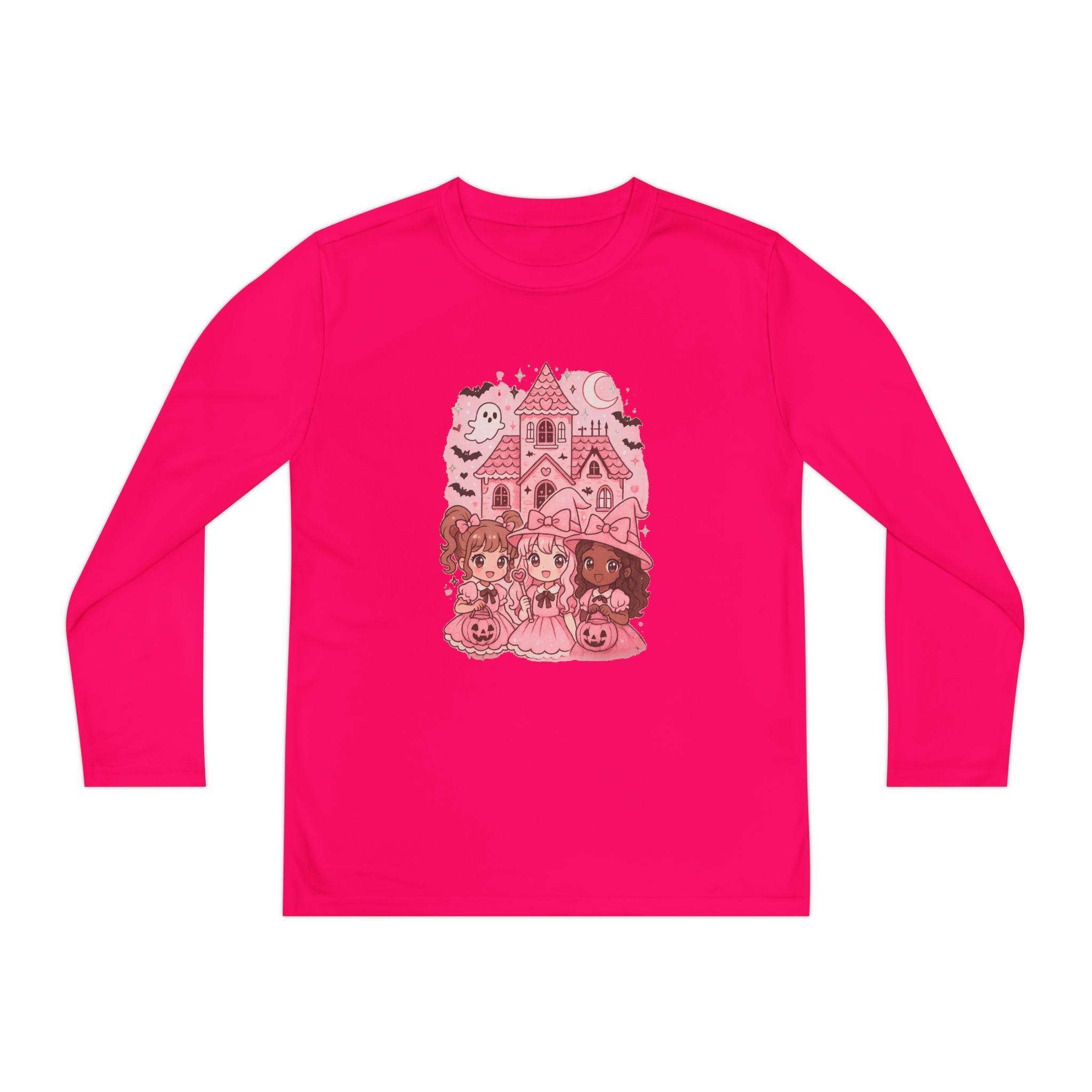 Anime Cartoon, Cute Girls Halloween Long Sleeve Tee, Trick or Treat Shirt, Kids Holiday Apparel, Fall Fashion for Girls