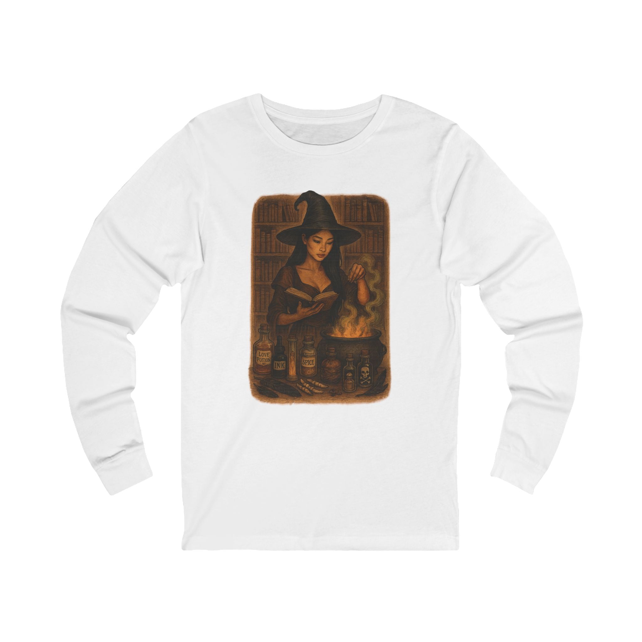 Witchy Charm Long Sleeve Tee, Dark Romance Book, Magical T-Shirt, Cozy Autumn Shirt, Halloween Apparel