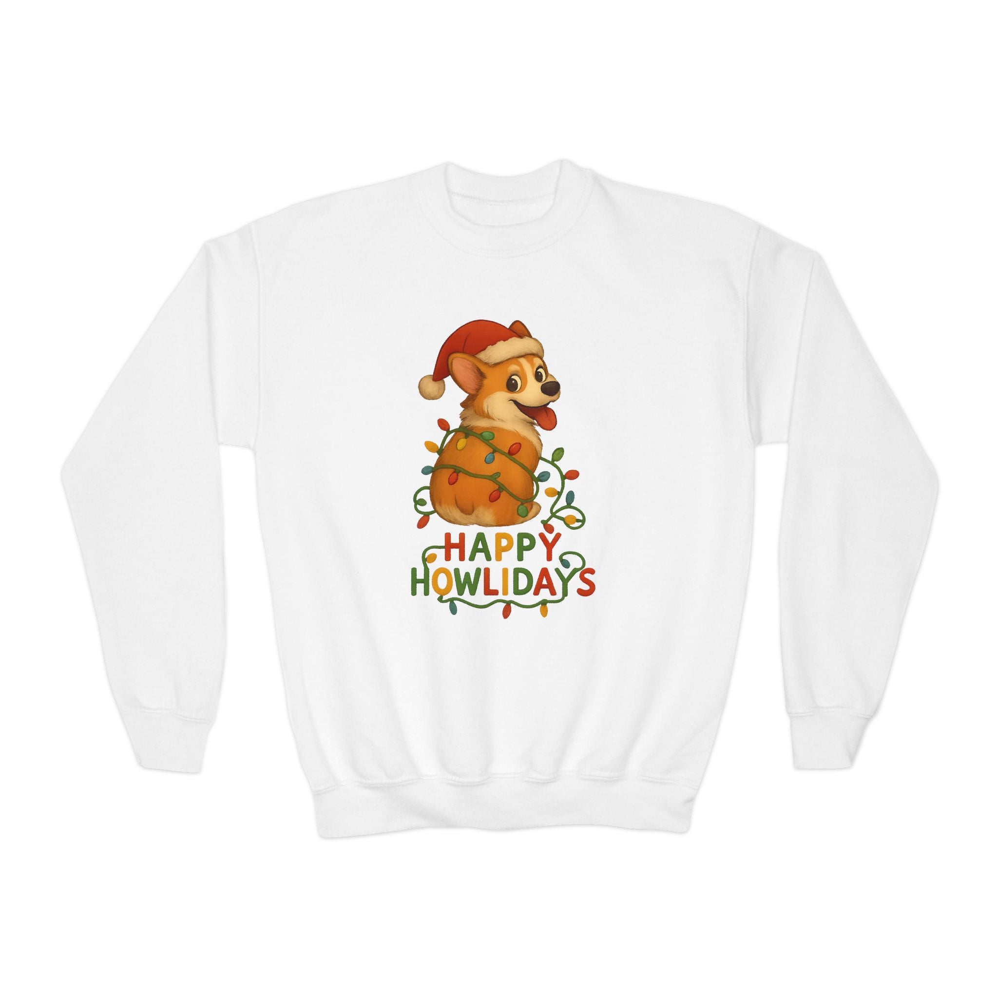 Happy Howlidays Corgi Christmas Holiday Kids Sweatshirt