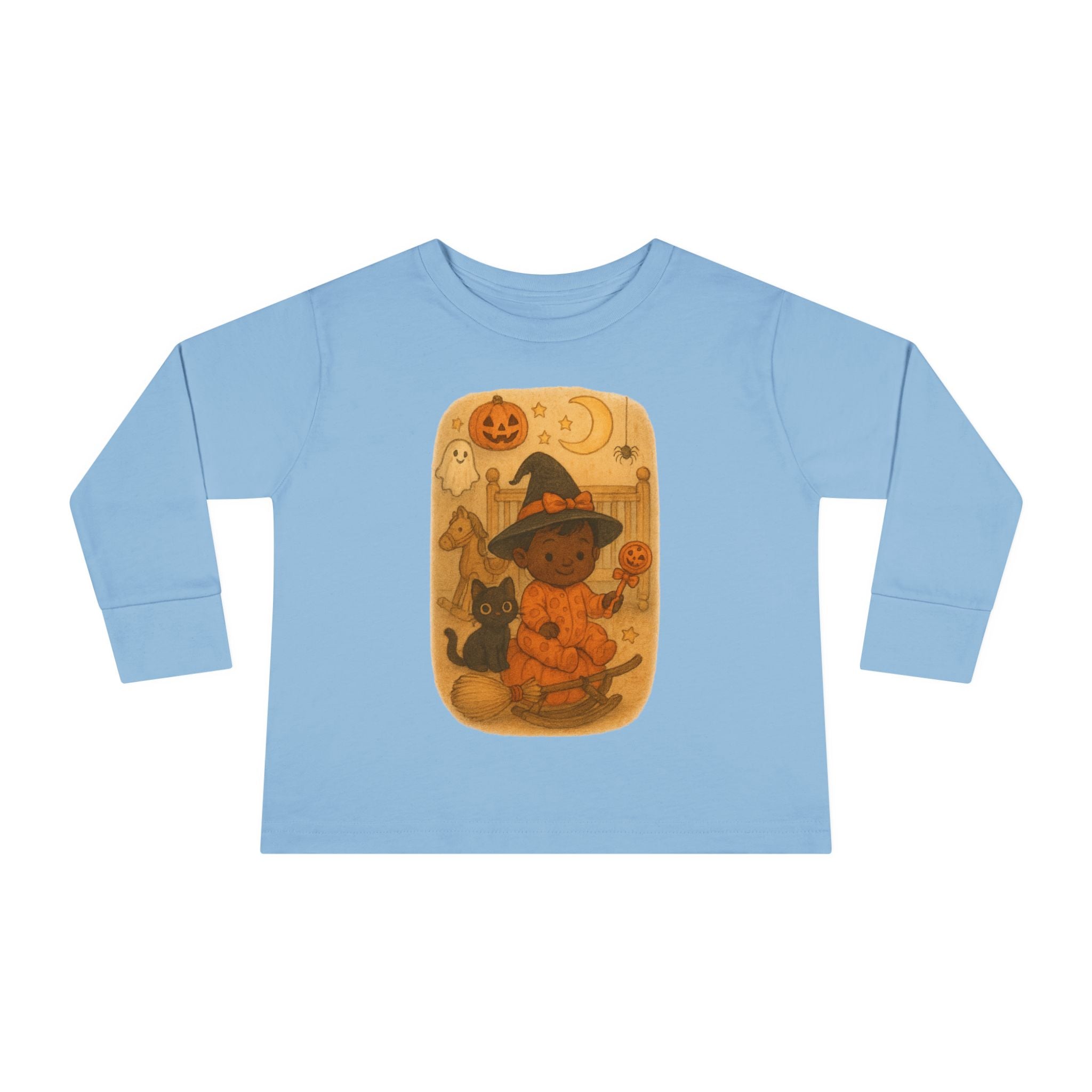 Halloween Toddler Long Sleeve Tee, Cute Kids Halloween Shirt, Witch & Cat Design