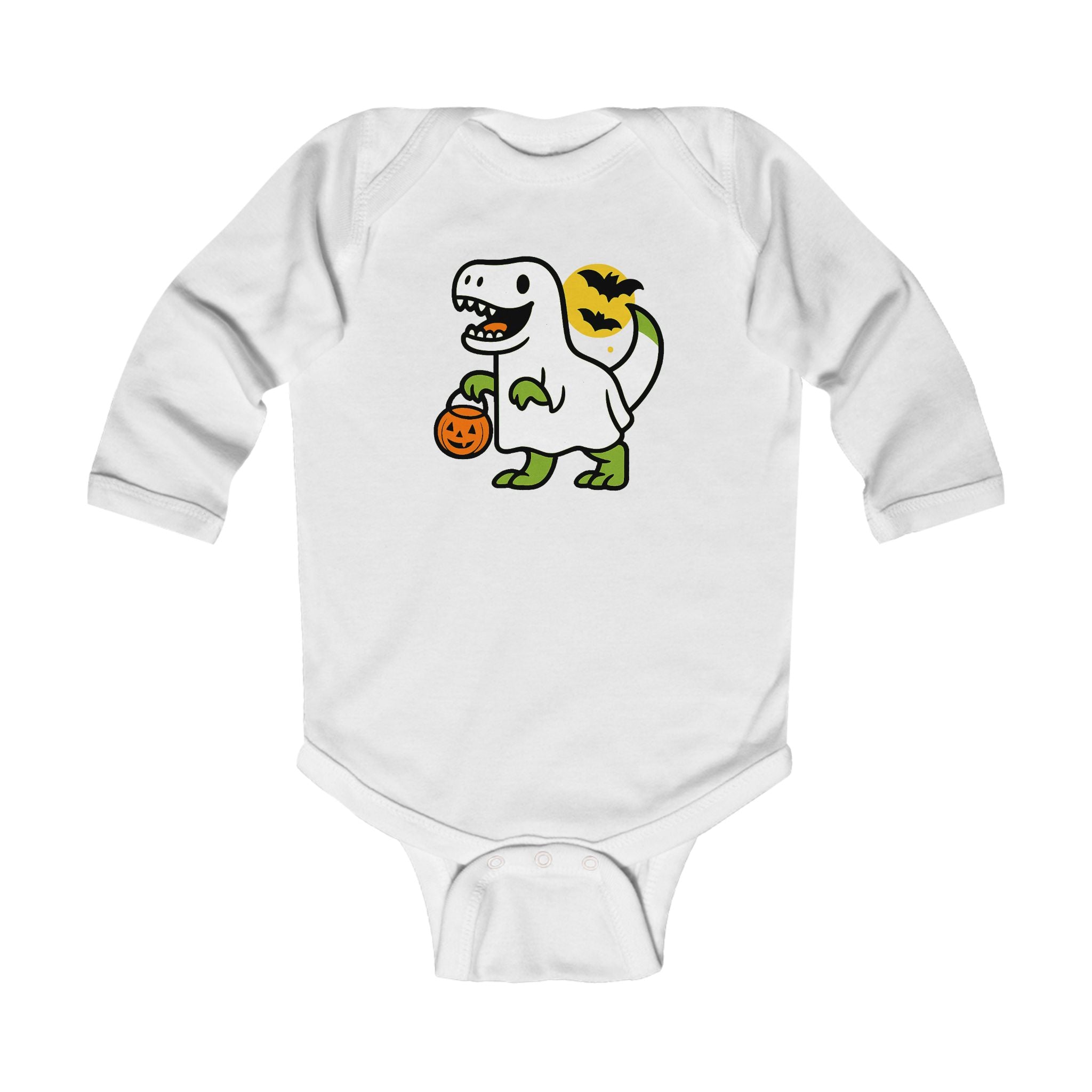 Dinosaur Ghost Halloween Baby Onesie Long Sleeve: Trick-or-Treat Dino Costume